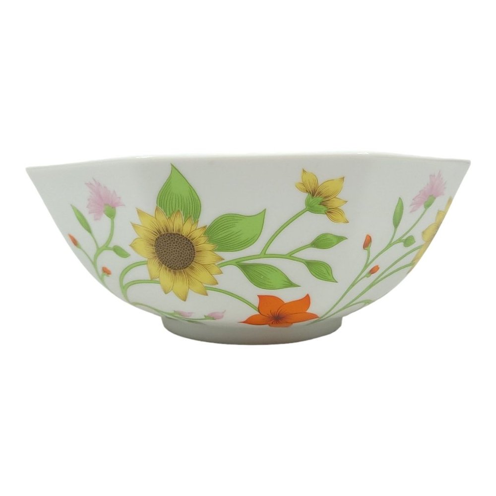 Vintage 1975 Fitz And Floyd Petite Fleur 8.5" Octagonal Serving Bowl Flowers